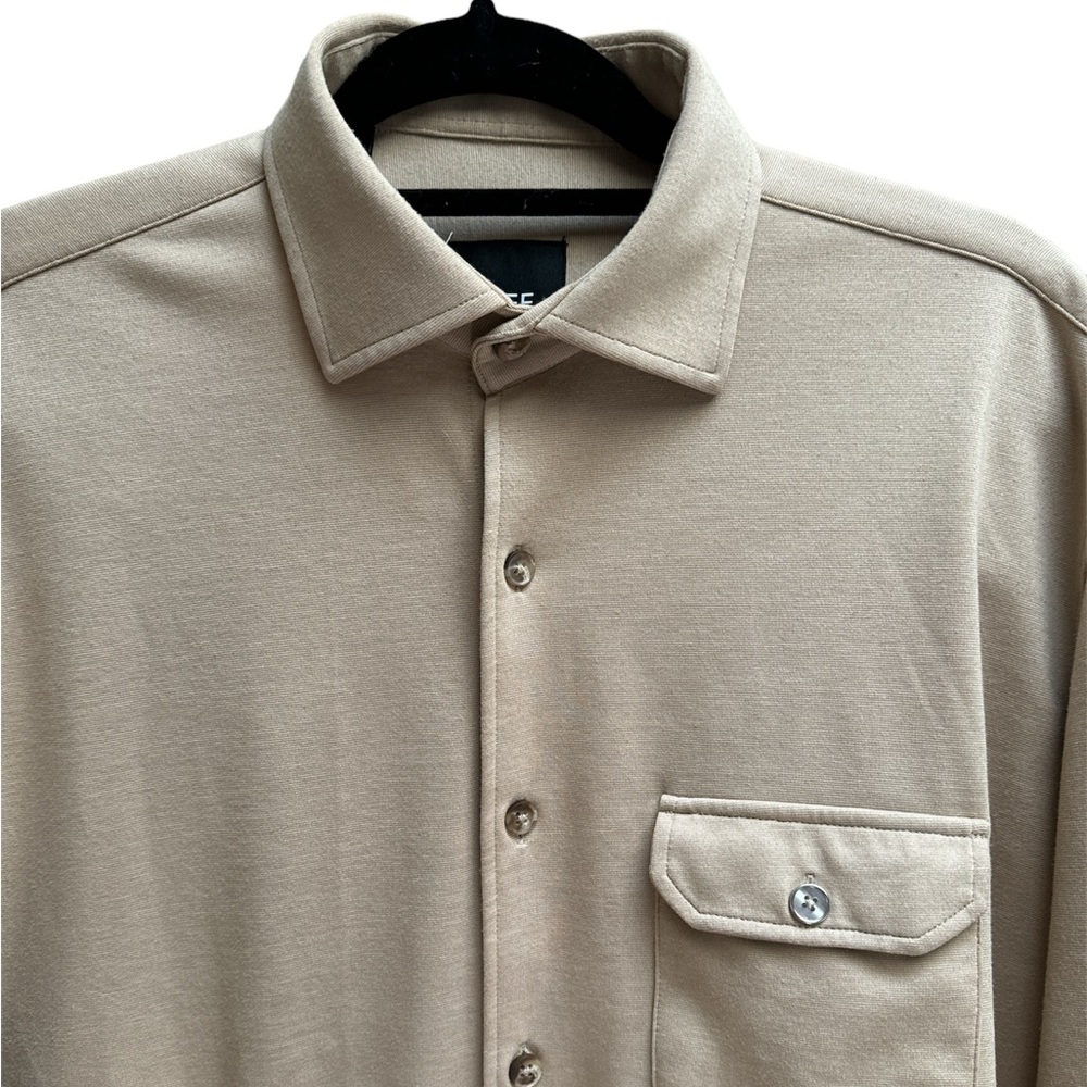 JEFF Clothing Shirt Long Sleeve Button Down Classic Casual Sport Travel Khaki